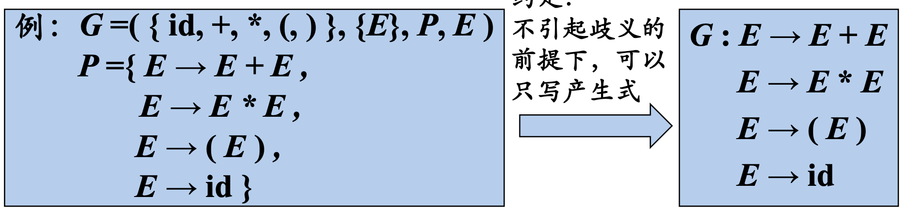 只写文法的产生式
